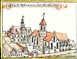 Stadt Pfarr Kirch s. Michaelis - Koci parafialny w. Mikoaja, widok oglny